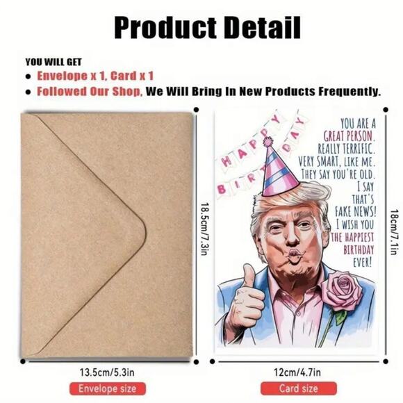 FUNNY BIRTHDAY CARD - Humorous Political Satire Card with Envelope - Gag Card - Picture 5 of 5